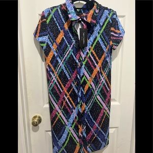 FLASH SALE! NWT SARA CAMPBELL Stretch Plaid Shirt Dress Shift Dress (8)